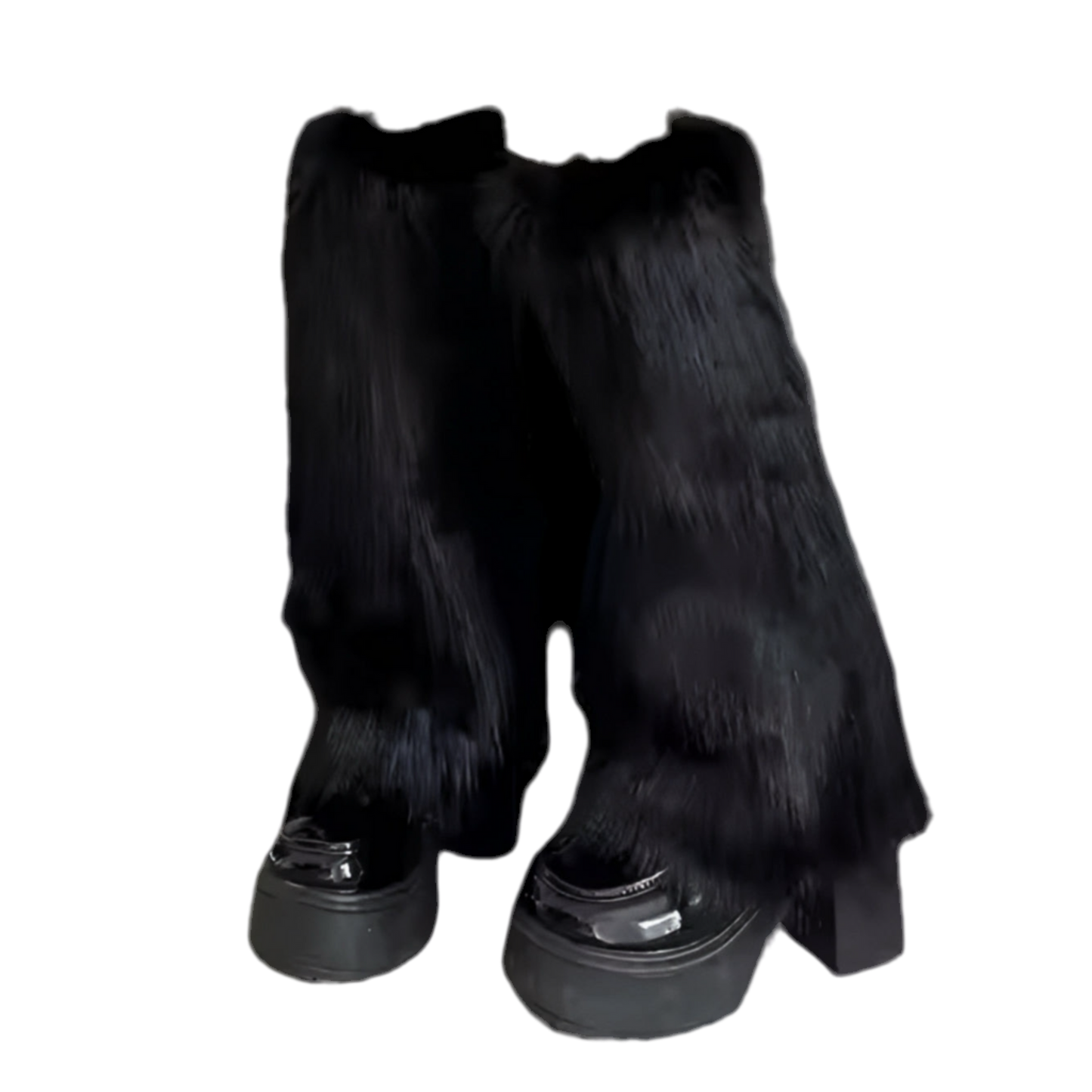 BLACK FLUFFY LEG WARMERS