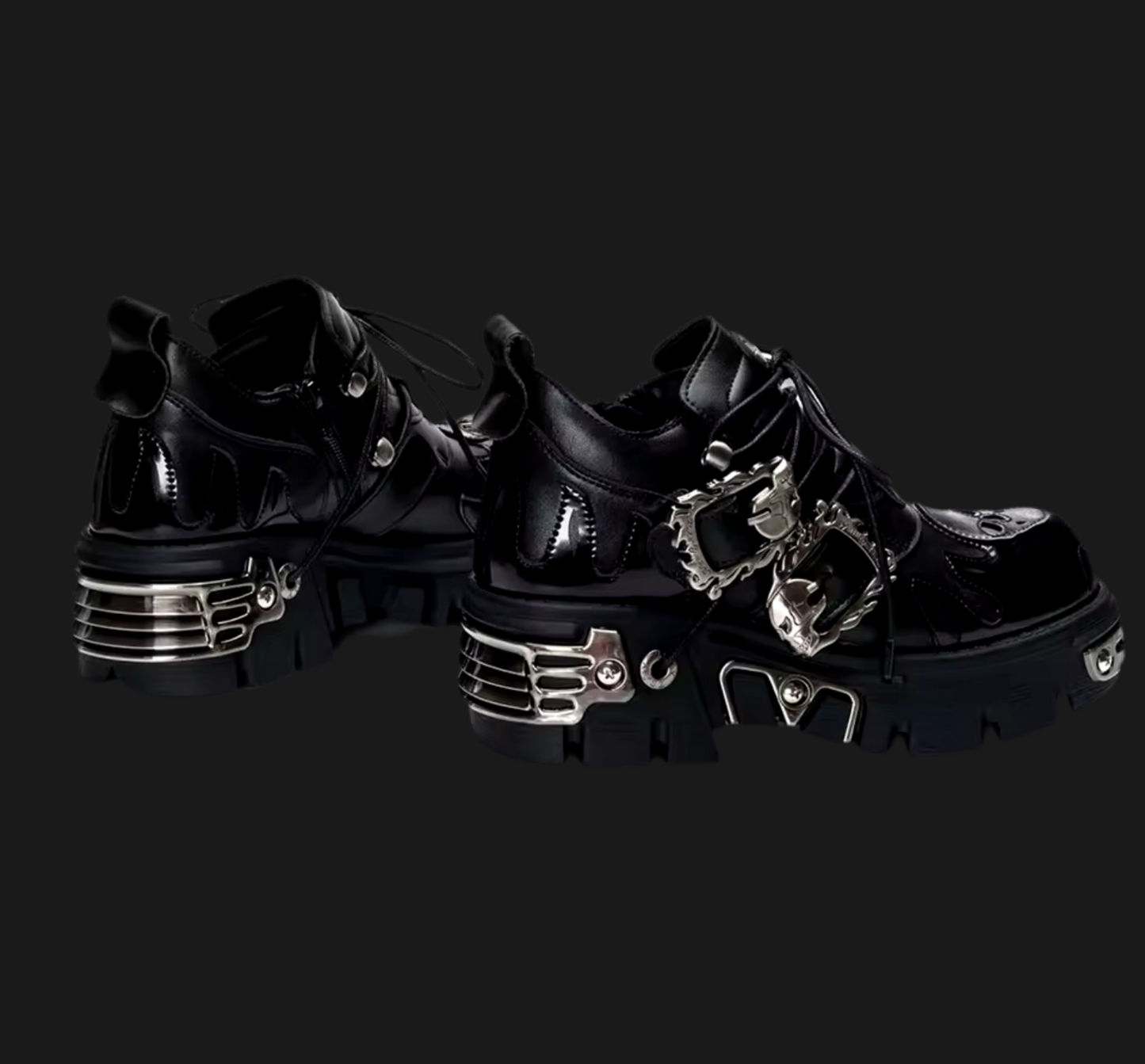 LEATHER SKULL SCREW STOMPER SHOES