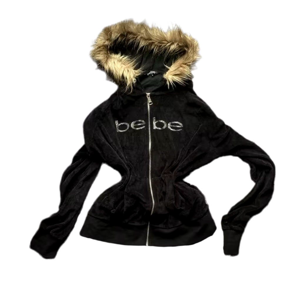 BEBE FUR HOOD ZIP UP