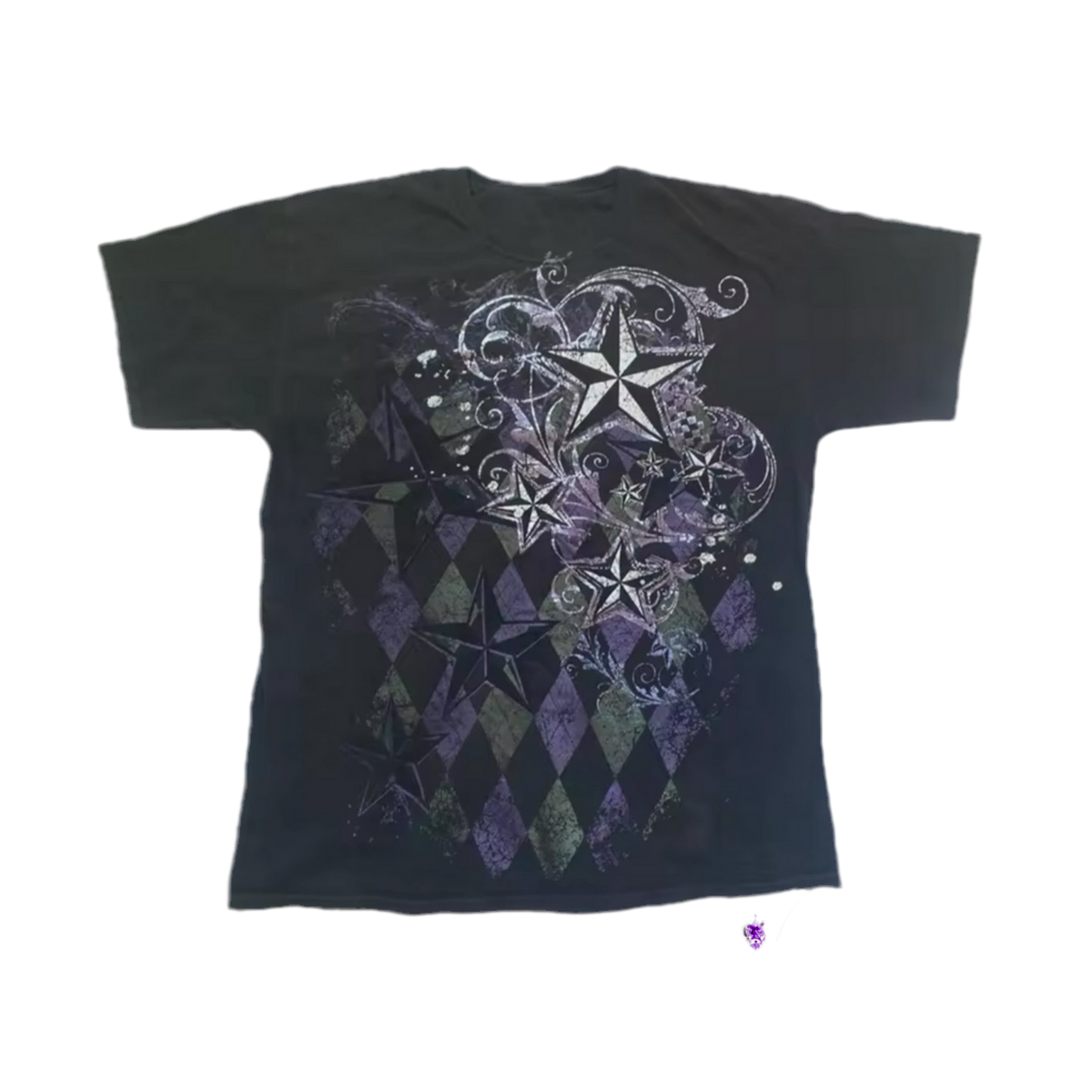 PURPLE CHECKERED STAR TEE