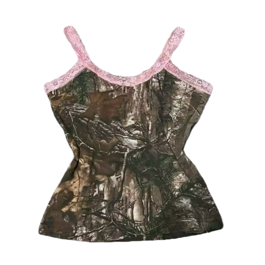 PINK LACE CAMO TOP
