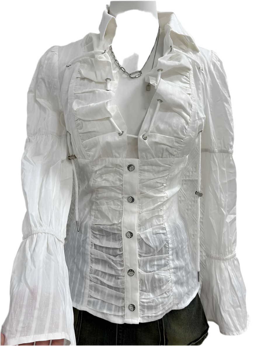 Elegant Ruffled Button-Up Blouse