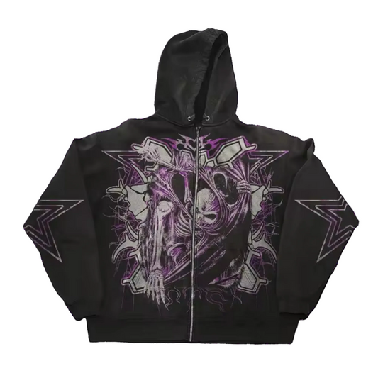 PURPLE TANGLED SKELETON ZIP UP