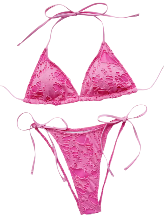DISTRESSED BIKINI (BLACK/PINK)