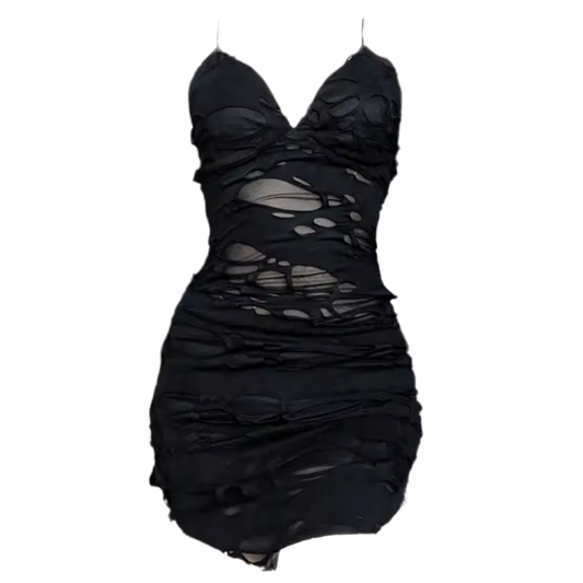RIPPED SLICK DRESS