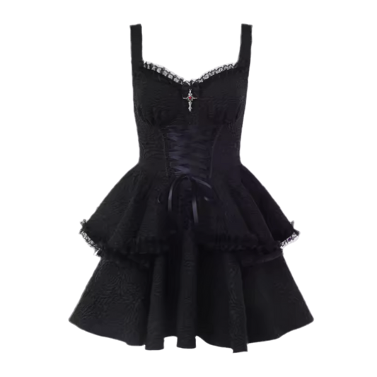 LAYERED CROSS X BOW DRESS