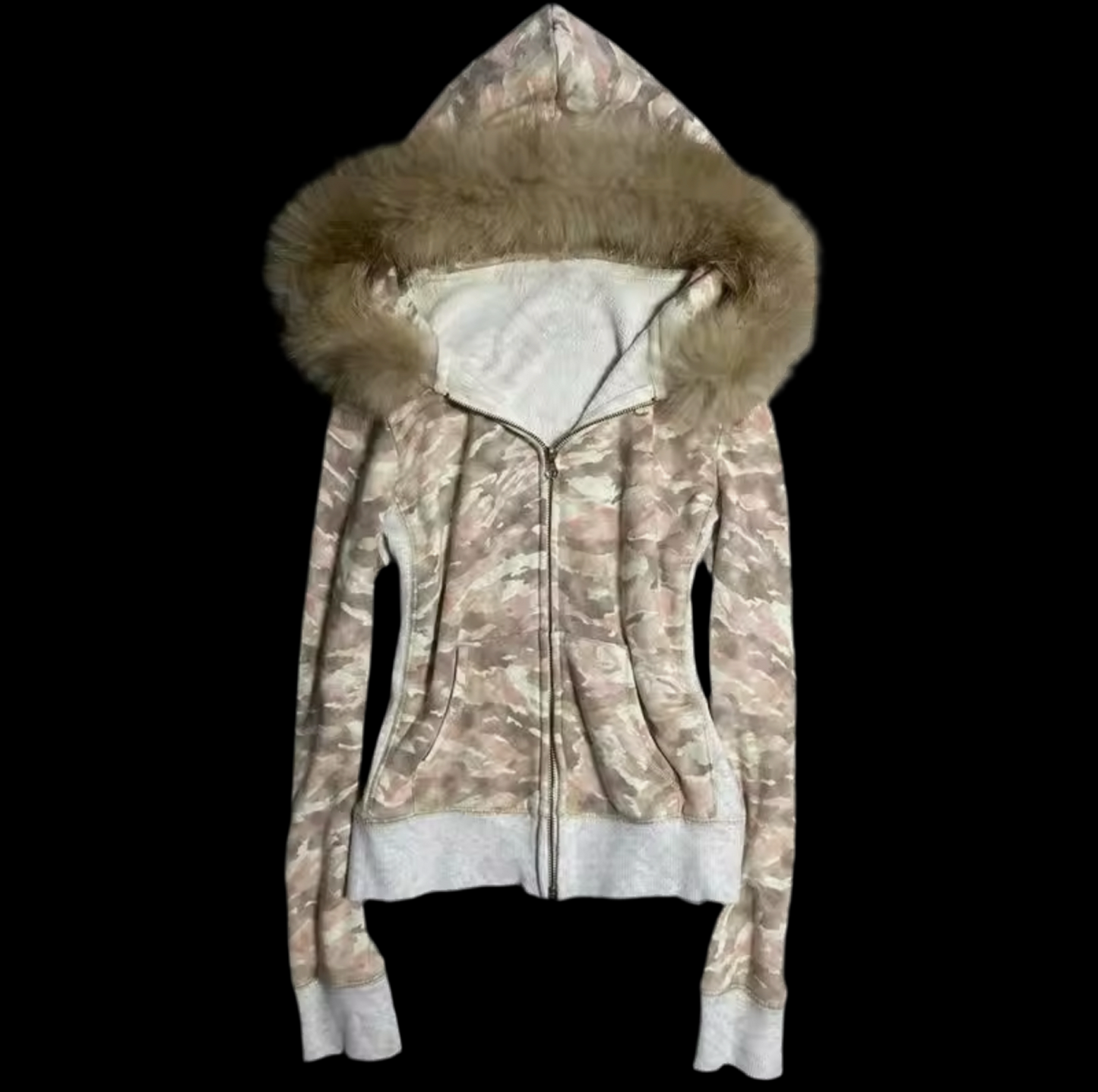CAMO FUR HOOD ZIP UP
