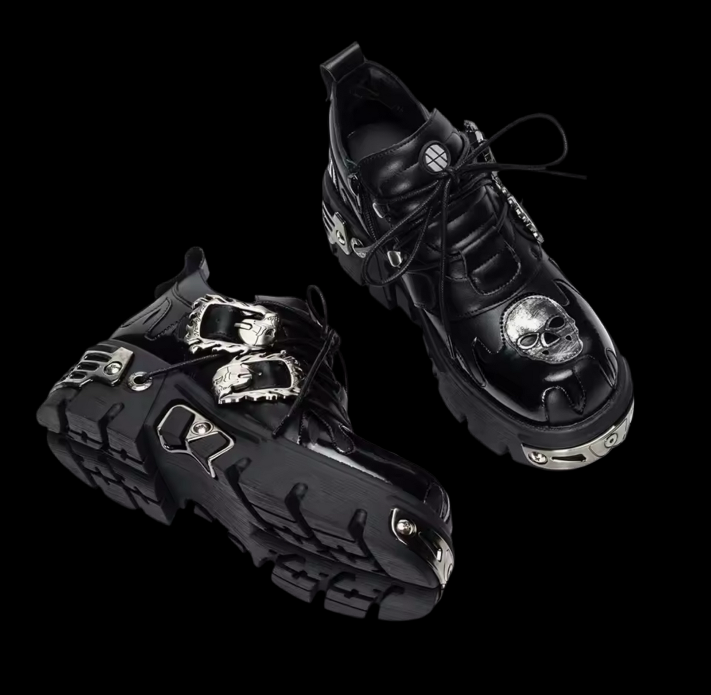 LEATHER SKULL SCREW STOMPER SHOES
