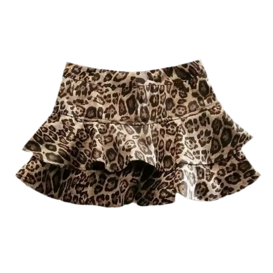 LAYERED LEAOPARD SKIRT