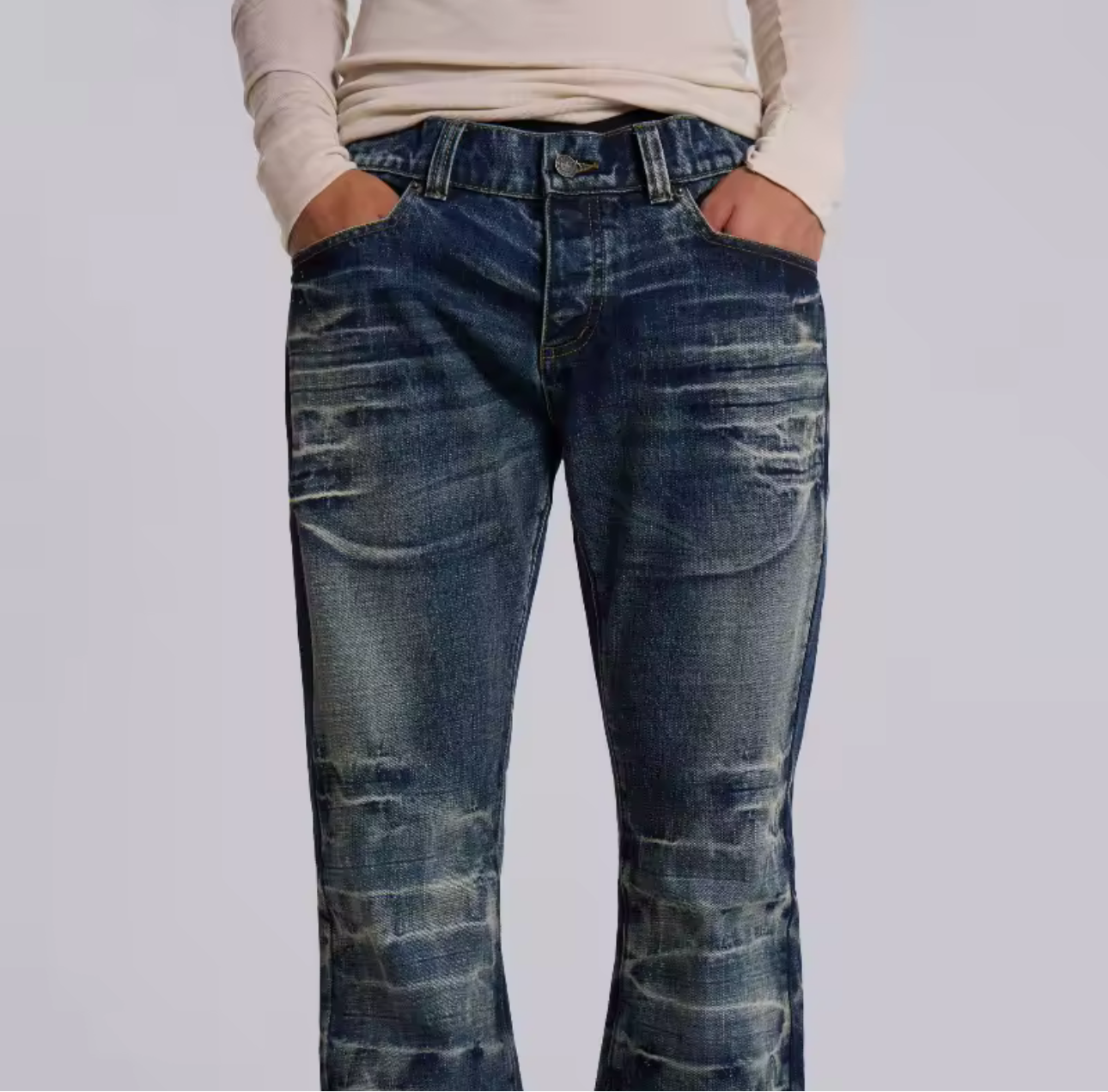 Blue denim grunge jeans