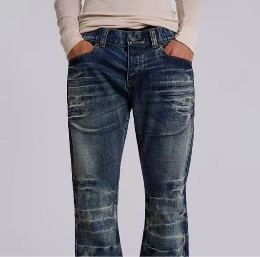 Blue denim grunge jeans