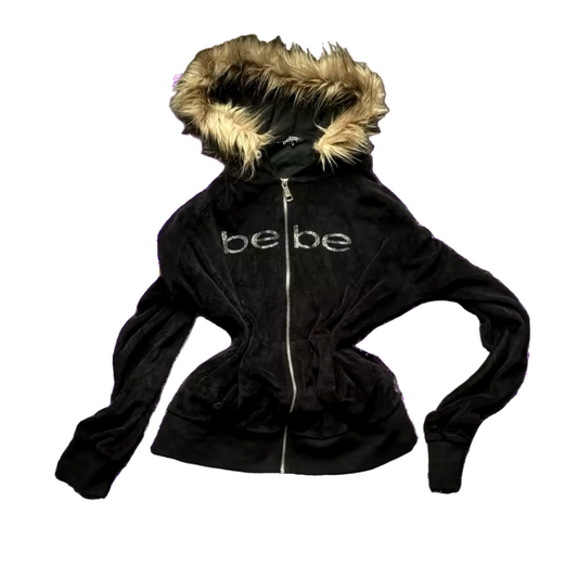 BEBE FUR HOOD ZIP UP