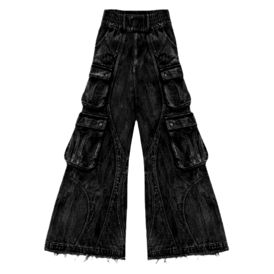 BLACK CARGO WASHED DENIM