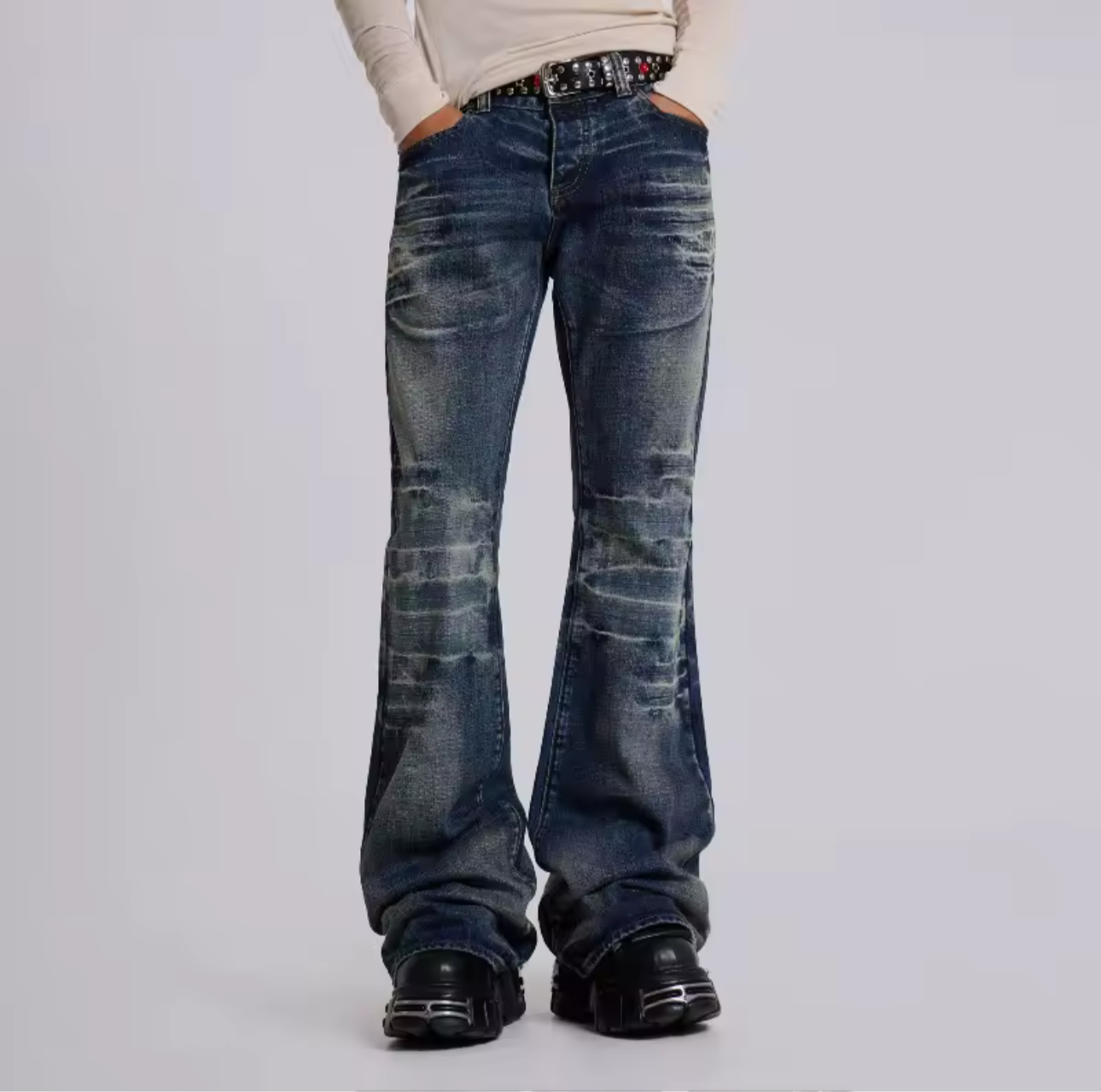 Blue denim grunge jeans