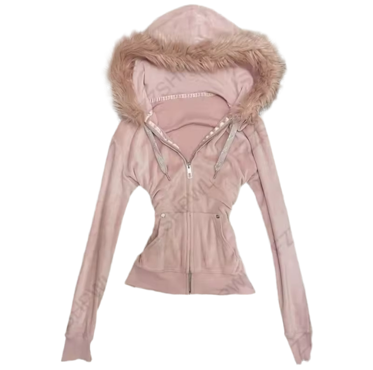 Baby Pink Fur Hooded Jumper