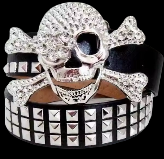 SKULL RHINESTONE BELT