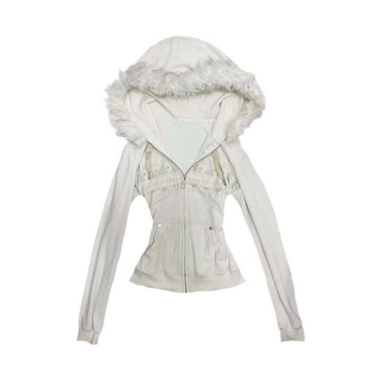 Cream - Furry Hood Jumper