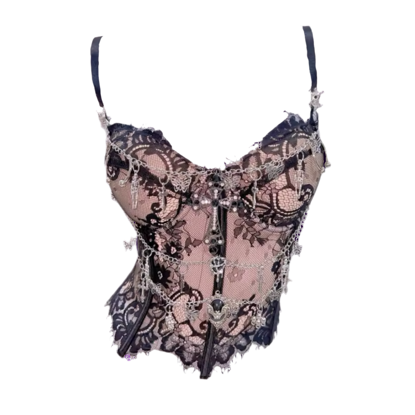 PINK LACE X CHAINS TOP