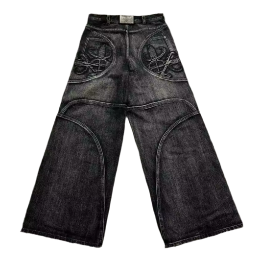 EMROIDERED WASHED RAVER JEANS
