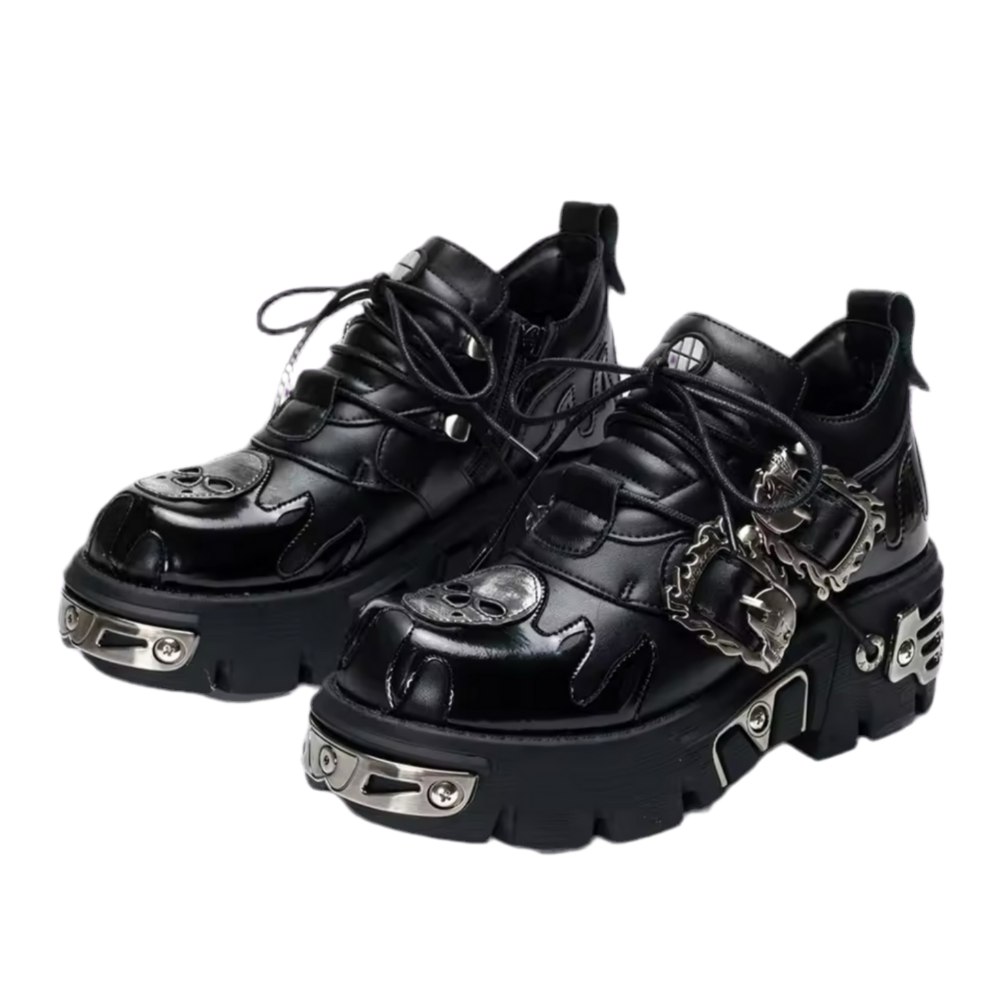 LEATHER SKULL SCREW STOMPER SHOES