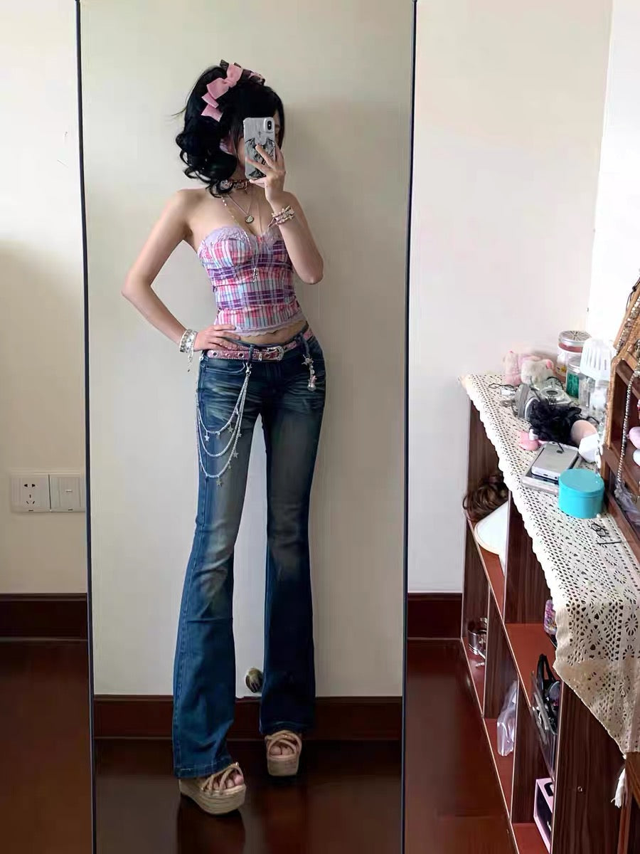 Archangel embroileded low rise flared jeans